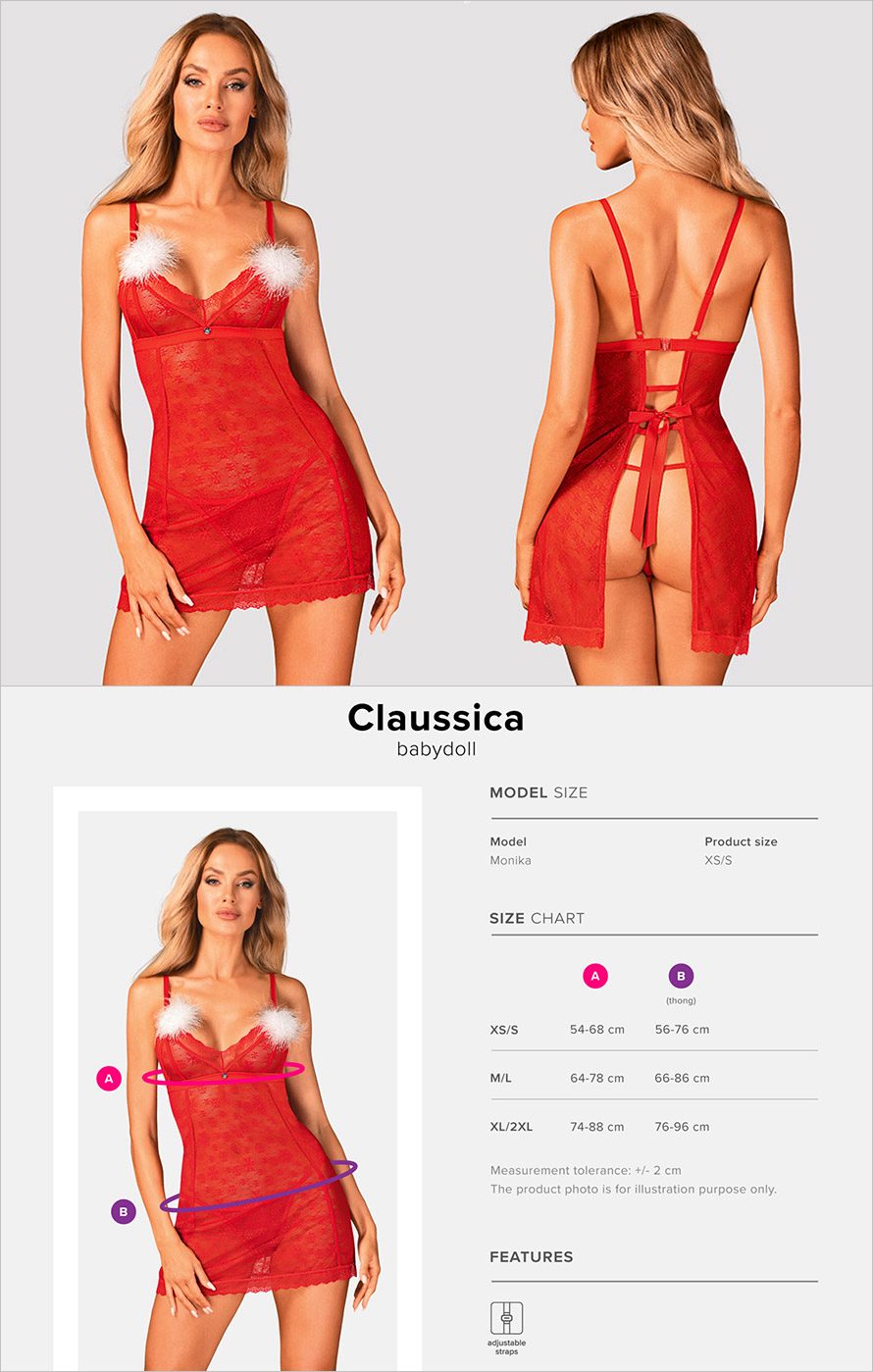 Obsessive Claussica | Sexy, weihnachtliches Babydoll mit Schneeflocken verziert