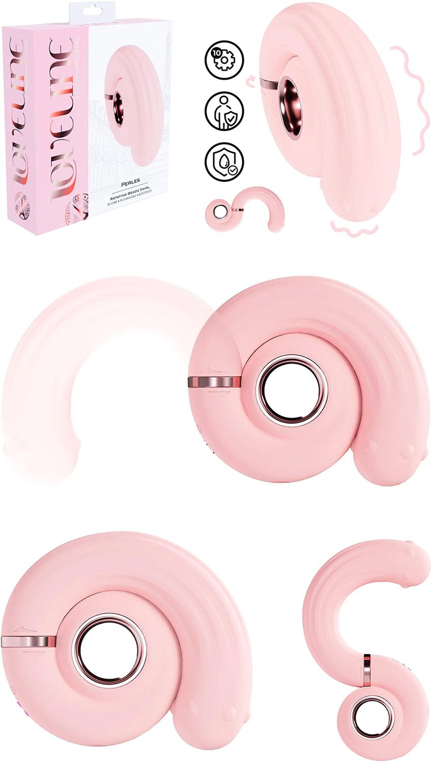 Loveline Perles | Rotations-Perlenvibrator | 10 Modi | Rosa