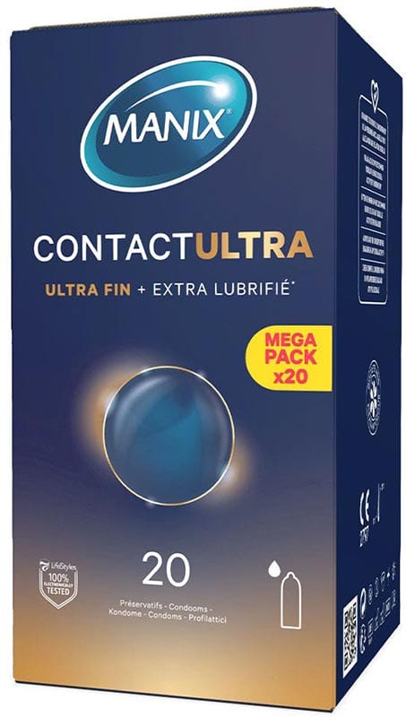 Manix Contact Ultra | Préservatif le plus fin et extra lubrifié | 20 pces