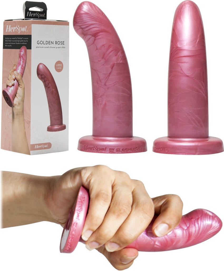 HerSpot Golden Rose | Gebogener Dildo aus Silikon | Für den G-Punkt