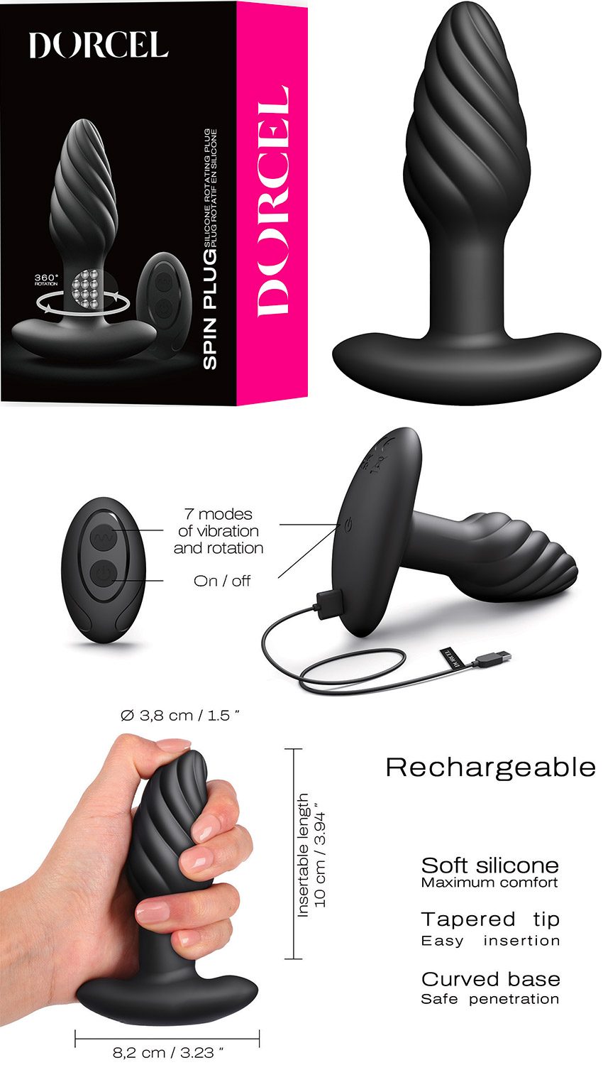 Dorcel Spin Plug | Plug anal avec surface externe texturée et rotative