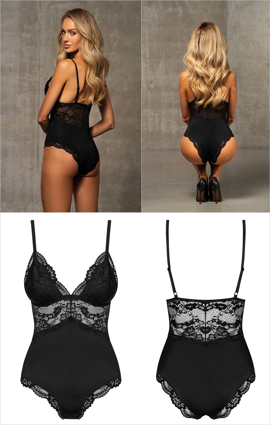 Obsessive 810-TED-1 | Body sexy en dentelle florale et tissu doux