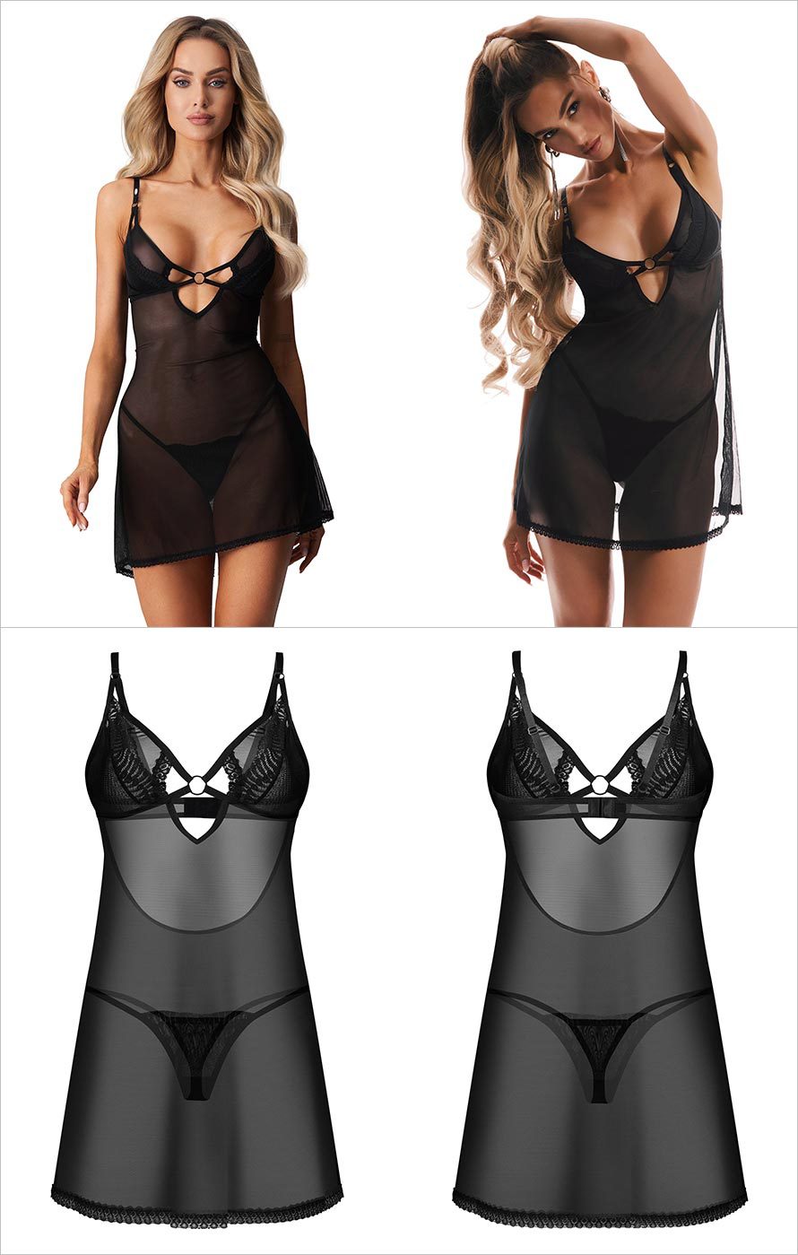 Obsessive Alliane | Babydoll aus Tüll mit verführerischen Öffnungen