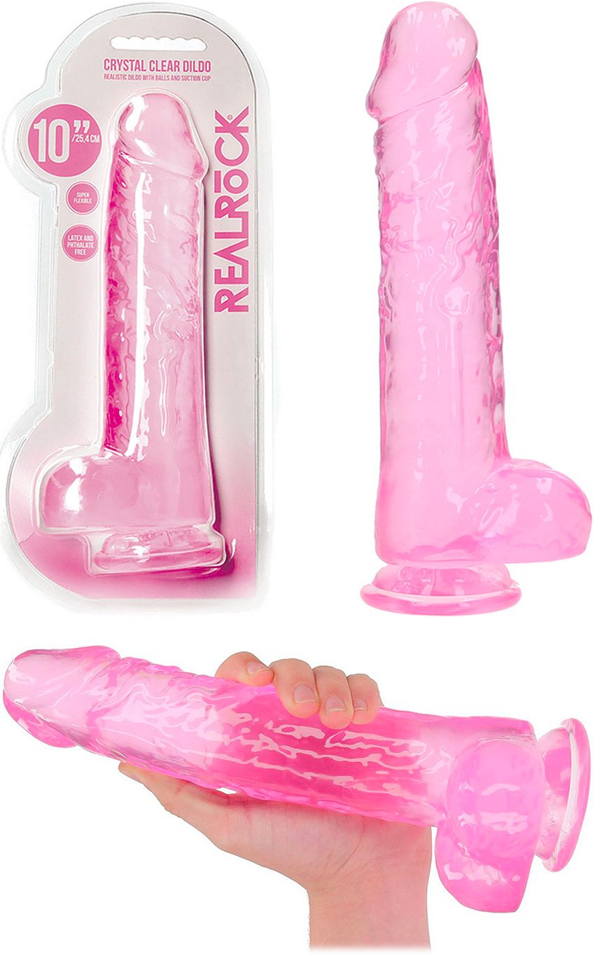 RealRock Crystal Clear | Dildo semi transparent de couleur rose