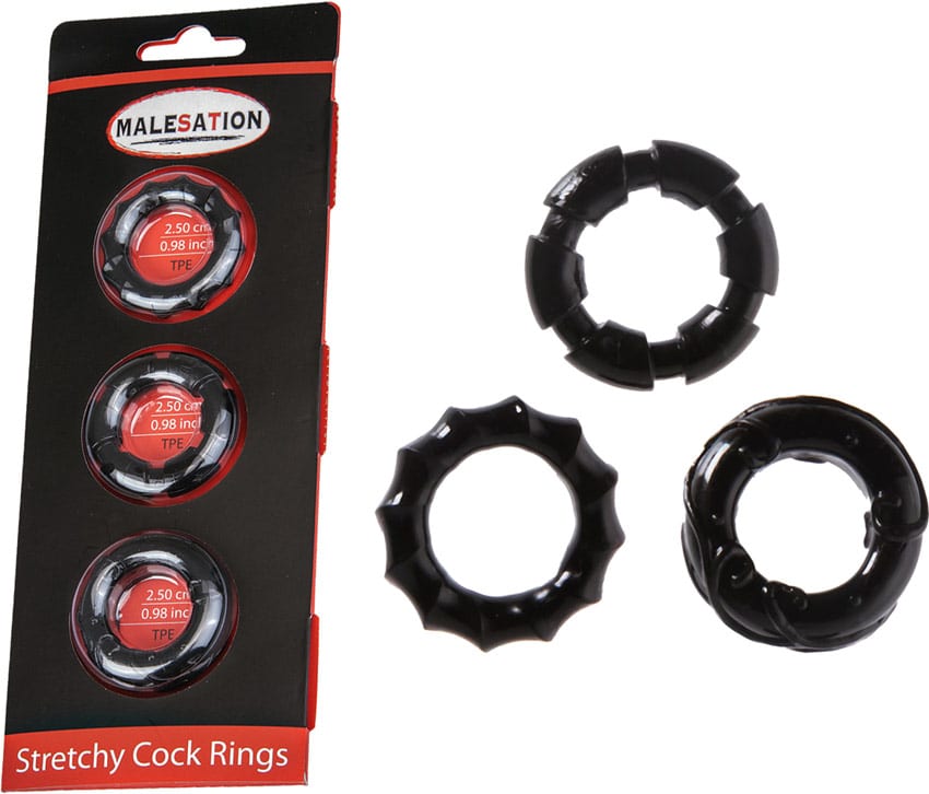Malesation Stretchy Cock Rings | Set de 3 anneaux péniens extensibles