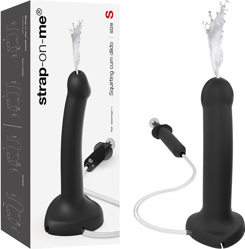 Strap-on-me | Dildo éjaculateur en silicone doux de couleur noire