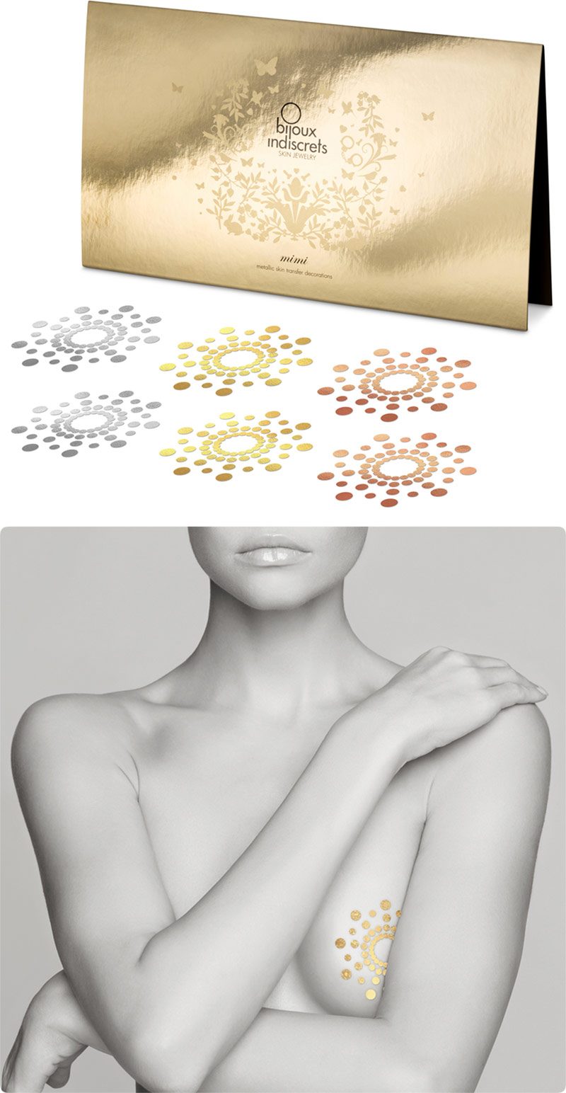 Bijoux Indiscrets Mimi | Tatouages temporaires pour seins | 6 pces