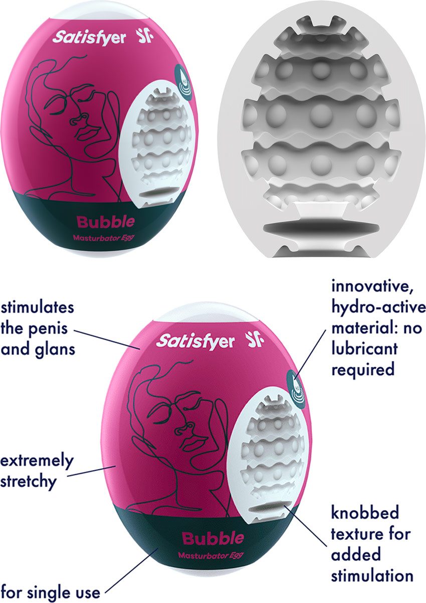 Satisfyer Egg | Petit masturbateur pour homme à usage unique | Bubble