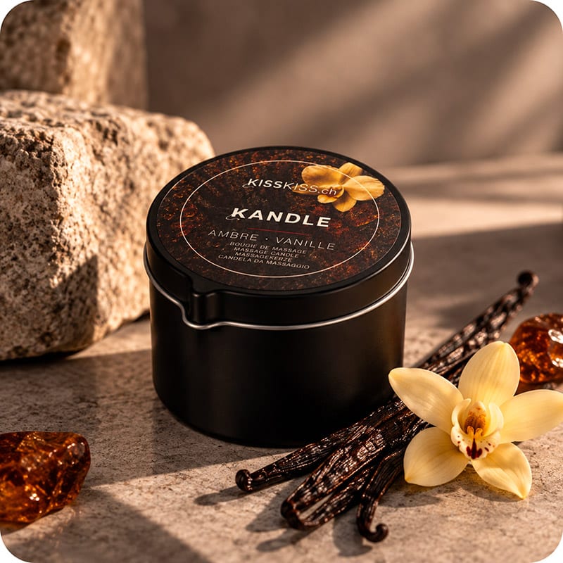 KissKiss Kandle | Massagekerze mit Amber- und Vanilleduft