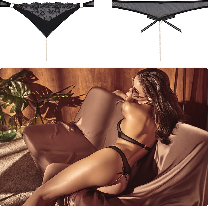 Bracli Vienna stimulierender Perlen-Tanga - Schwarz
