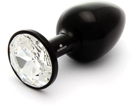 Plug anal Rosebuds Aluminium - Noir & transparent (M)