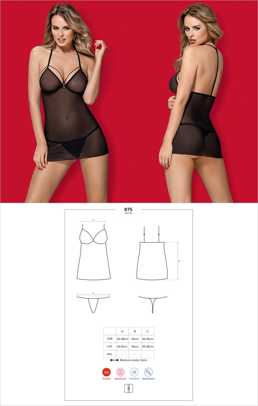 Obsessive 875 Chemise & String - Schwarz