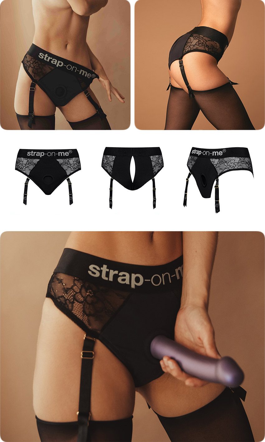 Strap-on-me Diva | Dessous-Harness mit Strumpfgürtel | Schwarz