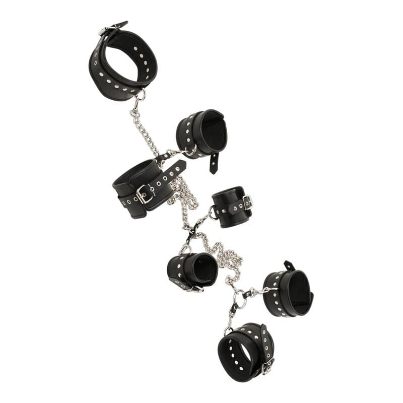 Zado | BDSM-Fesselset aus Leder mit Metallverbindungskette