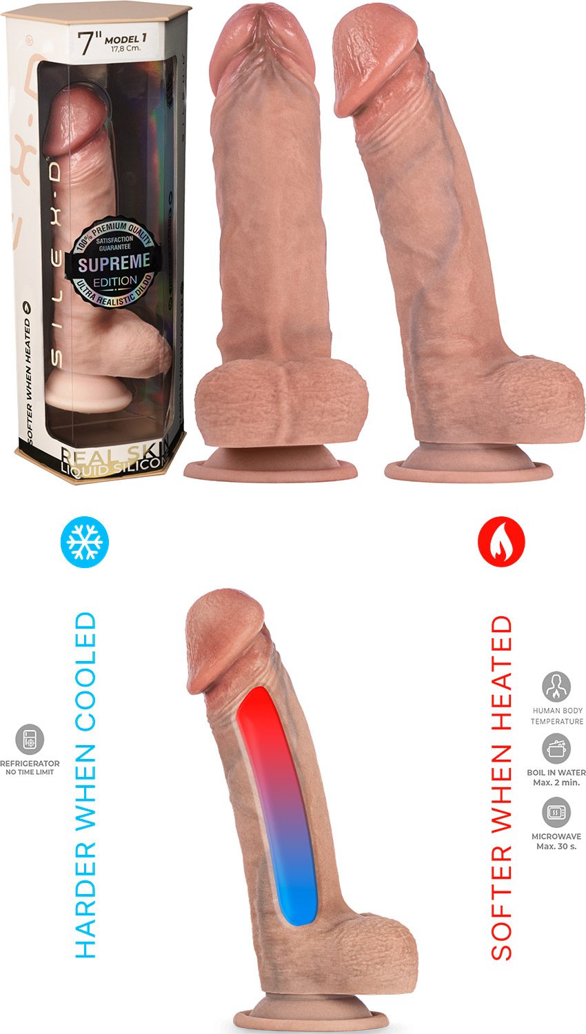 Silex-D 7" Modell 1 | Realistischer thermoreaktiver Dildo mit Saugnapf