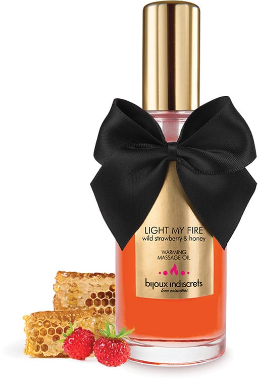 Huile de massage chauffante Bijoux Indiscrets - Fraise des bois & Miel