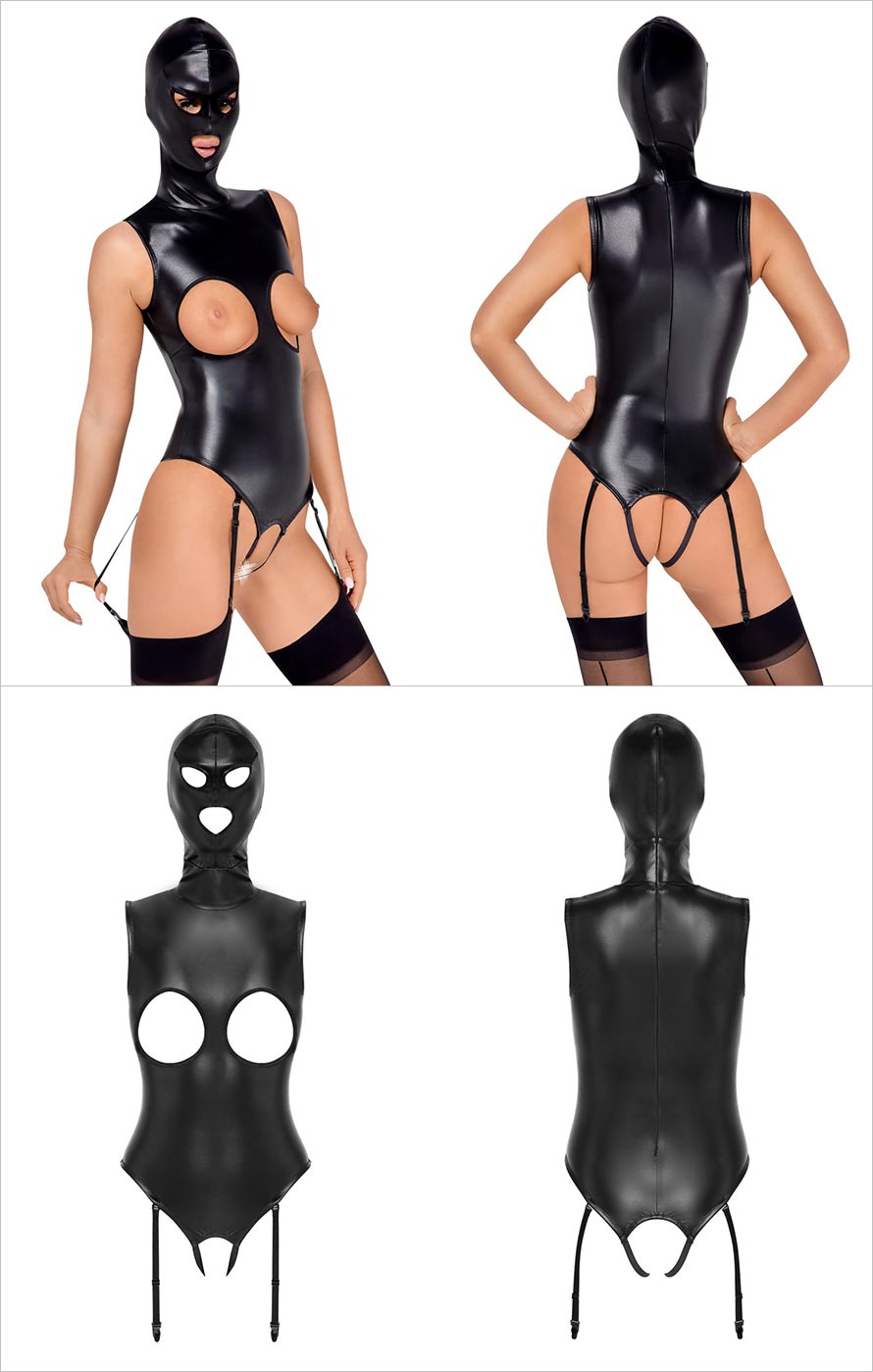 Bad Kitty | Body ouvert sur l'intimité et la poitrine | Avec cagoule