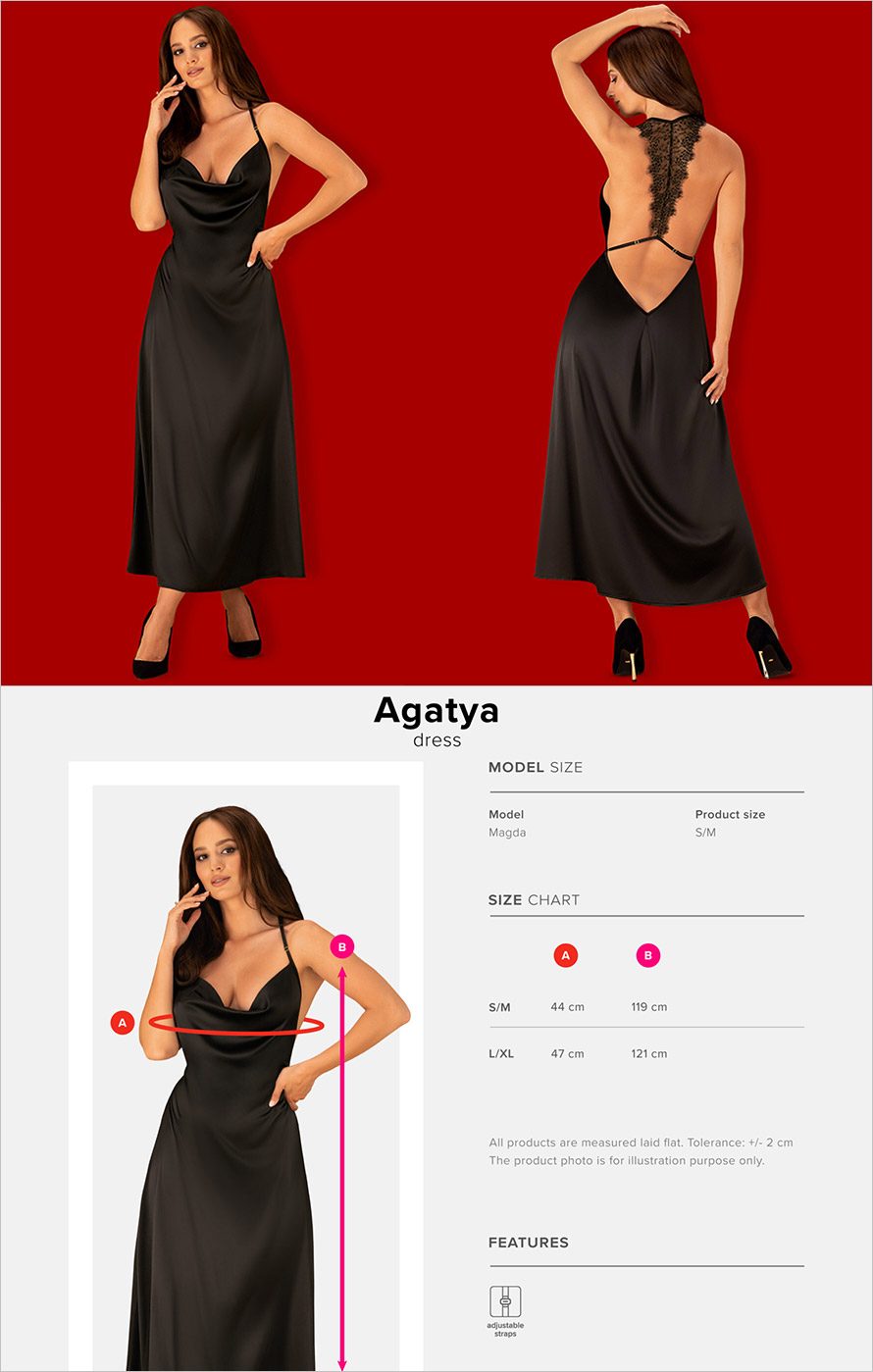 Obsessive Agatya | Sexy und langes Kleid aus seidigem Satin und Spitze
