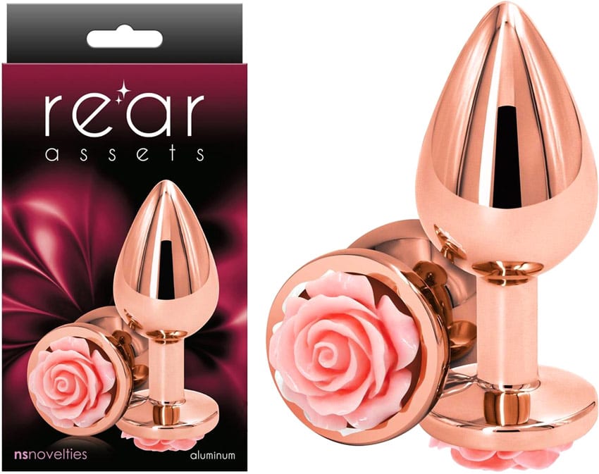 NS Novelties Rear Assets | Analplug verziert mit einer rosafarbenen Rose