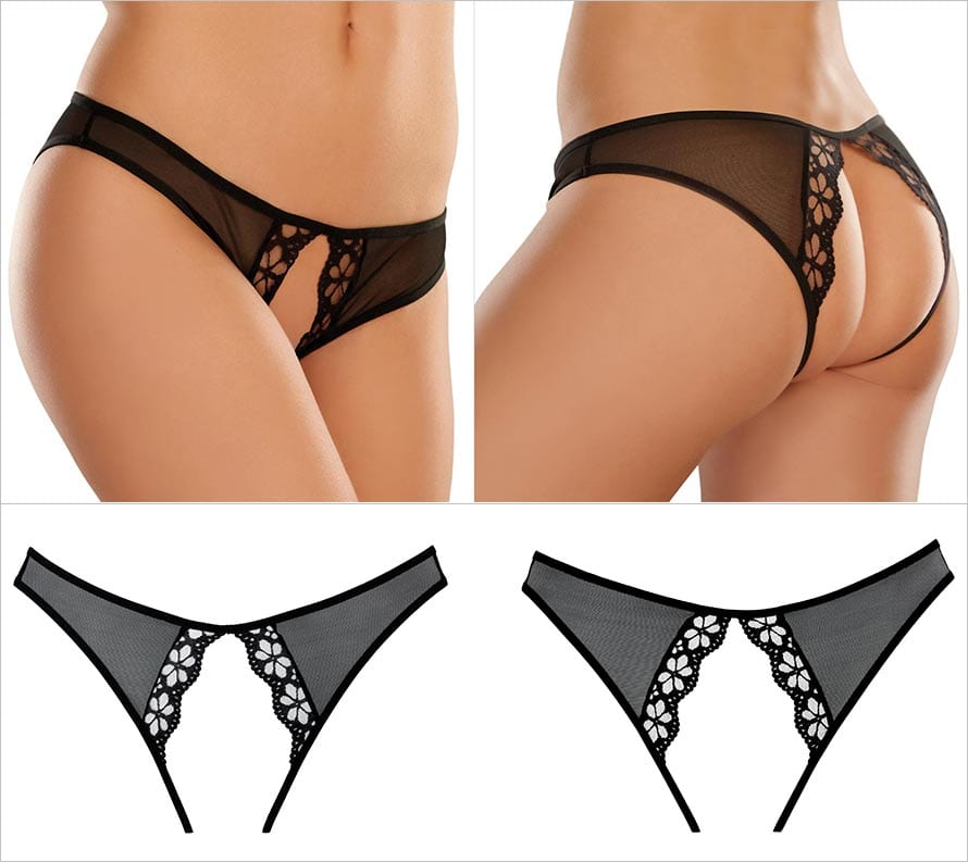 Adore by Allure Mirabelle Plum | Gewagte Panty mit offenem Schritt