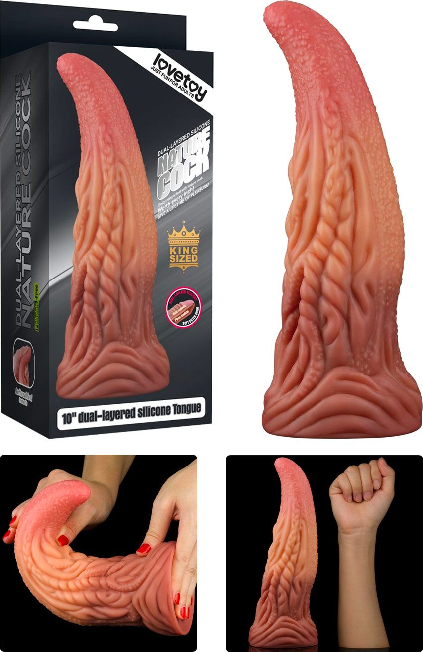 LoveToy Nature Cock | Godemichet réaliste en forme de langue | 22.5 cm