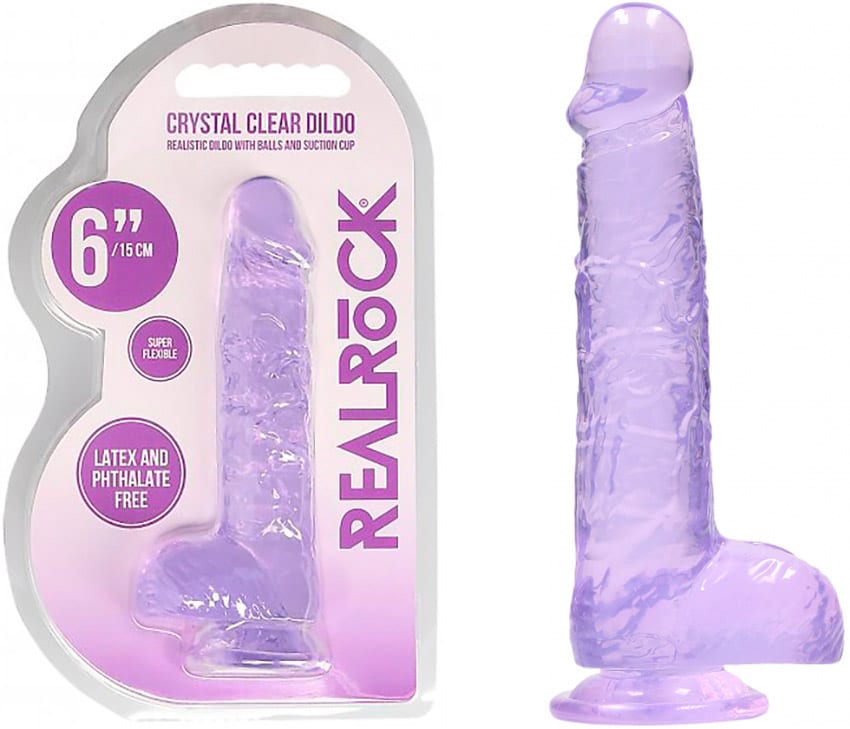RealRock Crystal Clear | Dildo semi transparent de couleur violet
