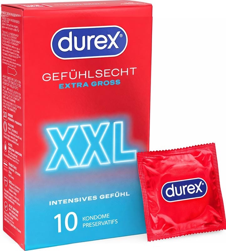Durex Extra Grand XXL | Préservatifs fins et de grande taille | 10x