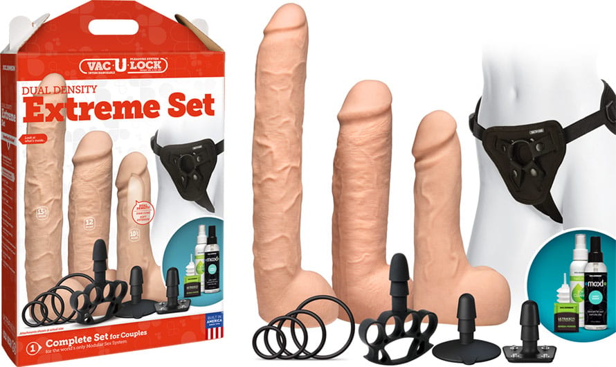 Doc Johnson Dual Density Extreme Set - Gode-ceinture et accessoires