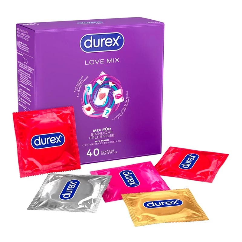 Durex Love Mix | Pack de 40 préservatifs de 5 variétés différentes