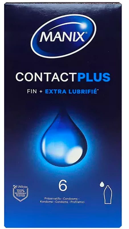 Manix Contact Plus | Préservatif fin et extra lubrifié | 6 pièces