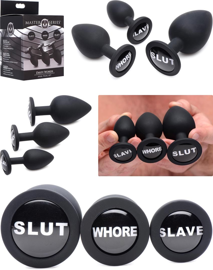 Master Series Dirty Words | 3 plugs anaux avec insultes