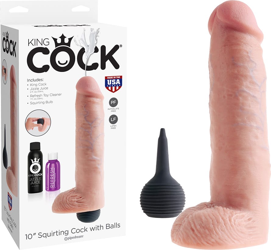King Cock Squirting 10" | Godemichet éjaculateur | 20.5 cm | Beige