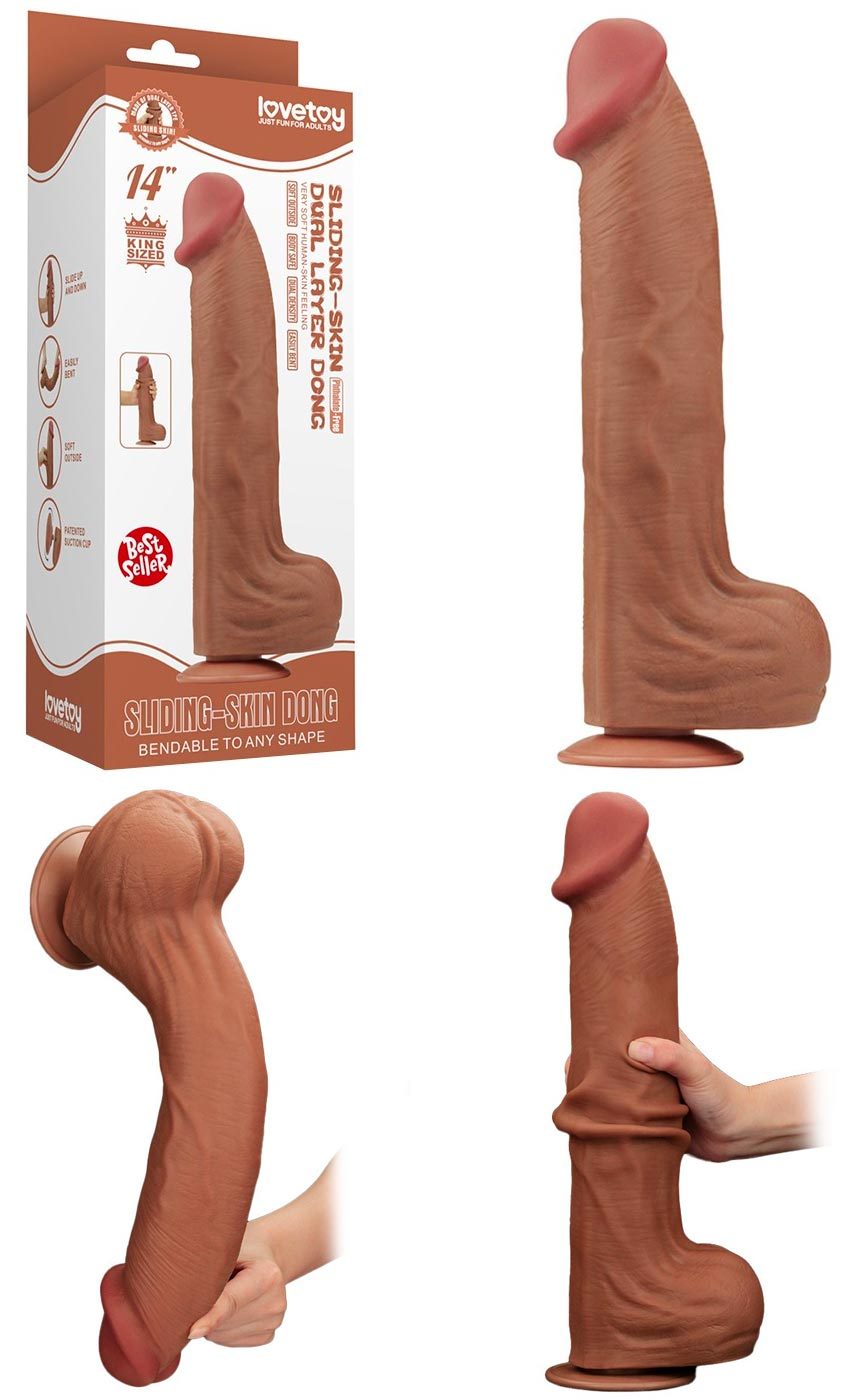 LoveToy Sliding Skin Dong 14" | Dildo ultra réaliste et souple