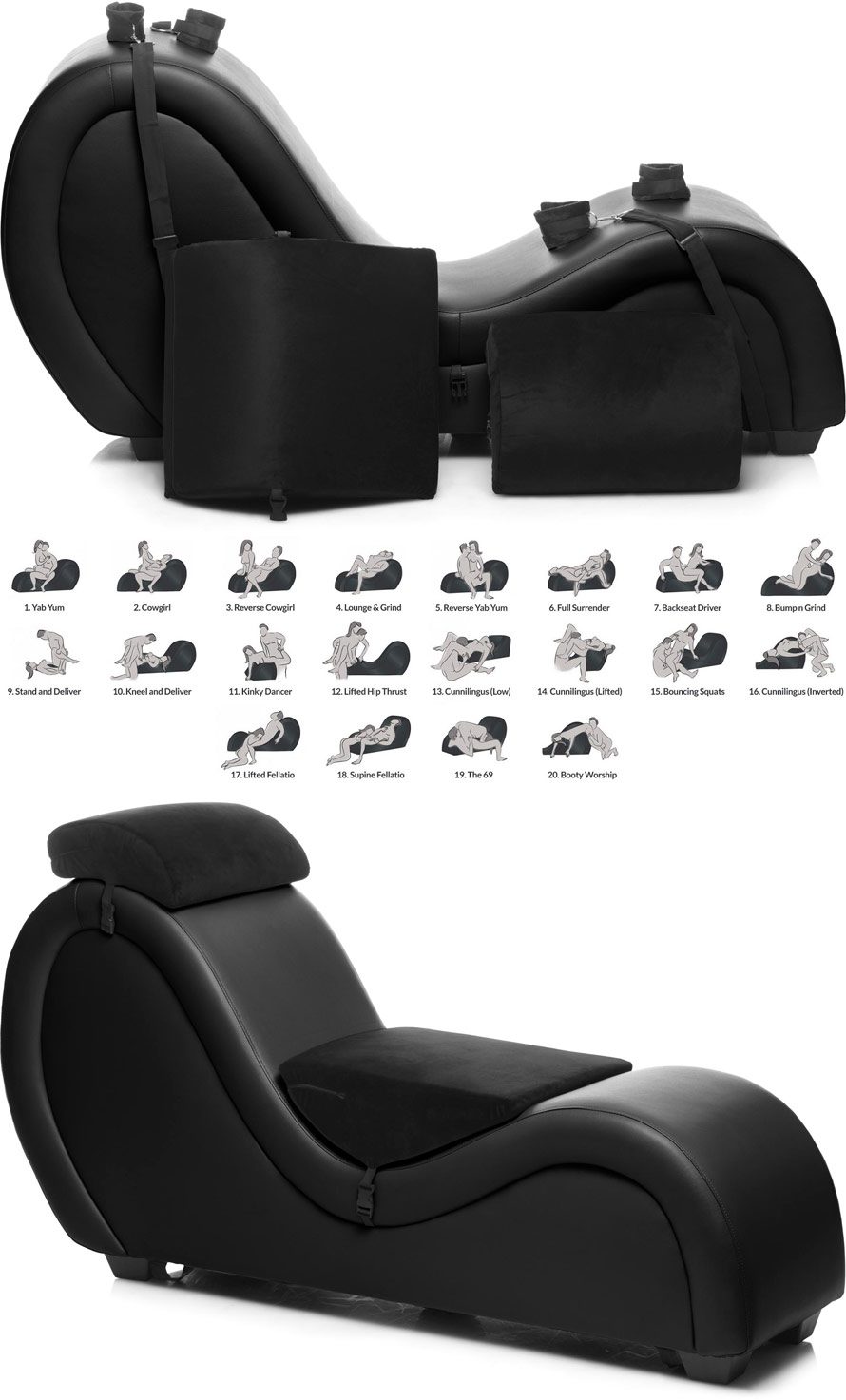 Master Series Kinky Couch | Divan érotique avec supports amovibles