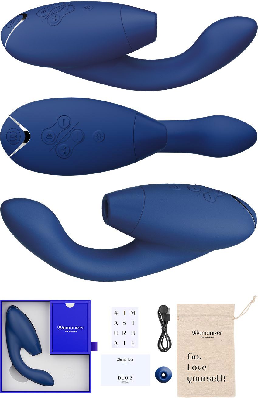 Womanizer Duo 2 Bleu – Stimulation clitoridienne et vaginale – KissKiss