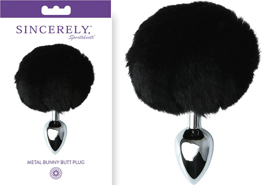 Sportsheets Sincerely | Plug anal avec pompon de lapin | Noir