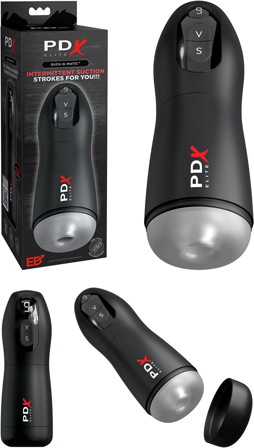 PDX Elite Suck-O-Matic | Masturbator mit Vibrationen und Saugeffekt