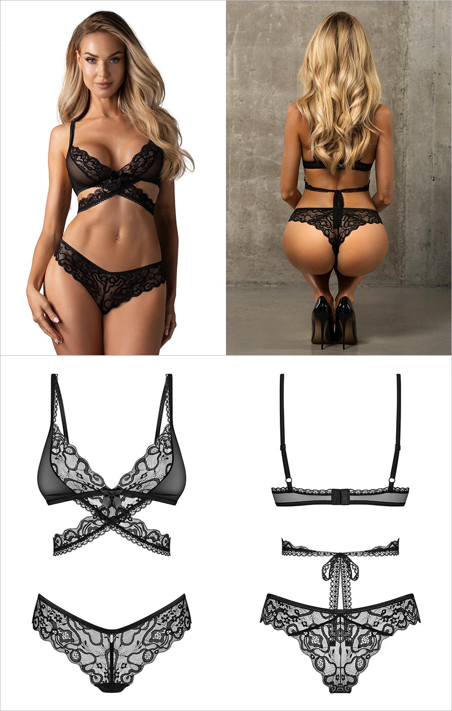 Obsessive Blomentis | Sexy Set aus Spitze mit Schnürung