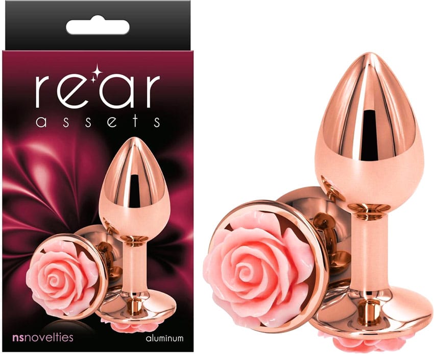 NS Novelties Rear Assets | Plug anal décoré d'une rose de couleur rose