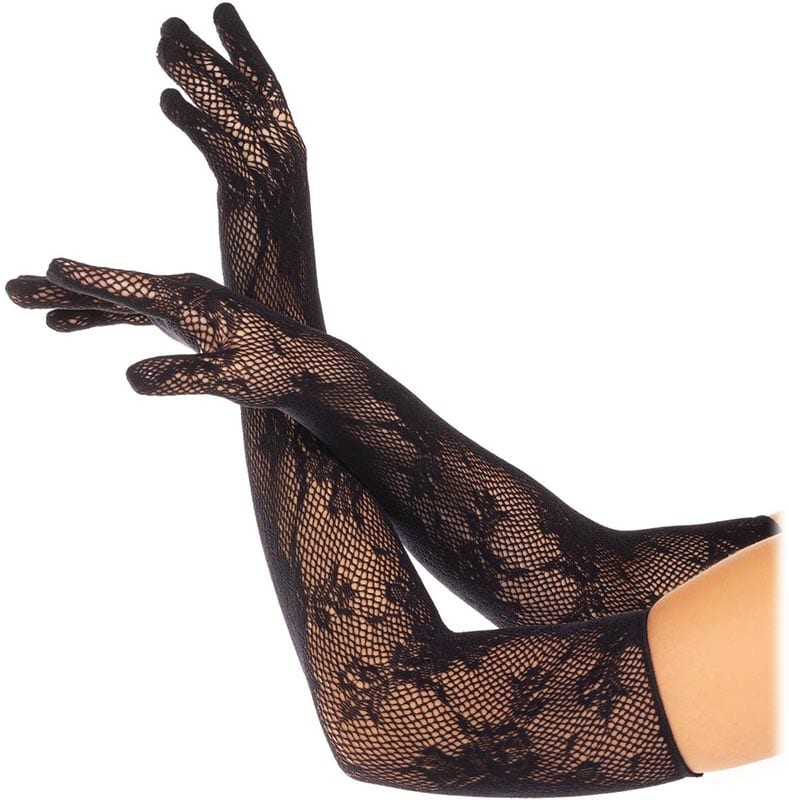 Leg Avenue 2033 | Ravissante paire de gants en dentelle florale noire