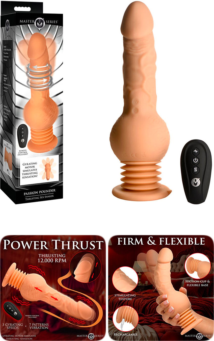 Master Series Passion Pounder | Rotierender, antreibender und vibrierender Dildo