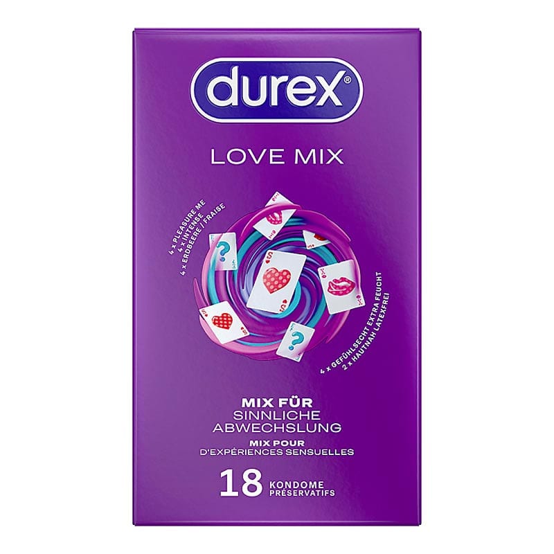 Durex Love Mix | Pack de 18 préservatifs de 5 variétés différentes
