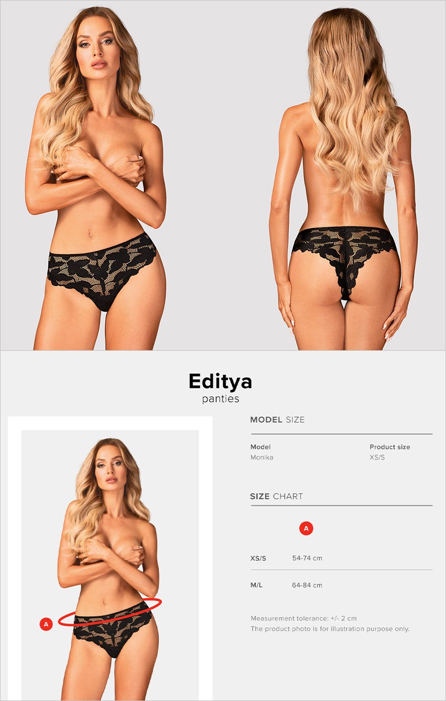 Obsessive Editya | Höschen aus schwarzer floraler Spitze verführerisch