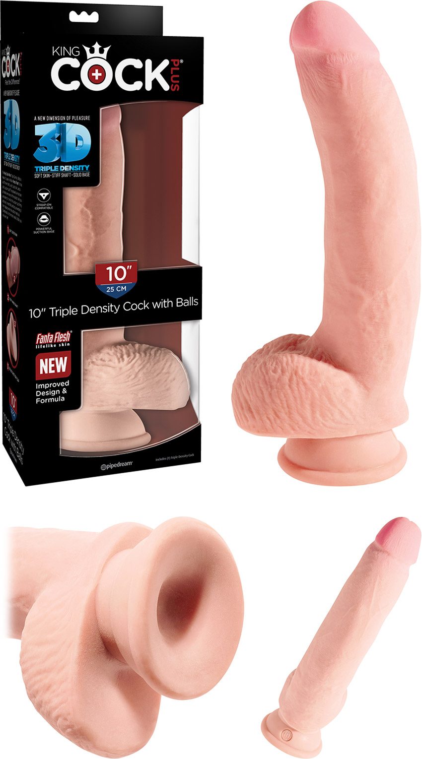 King Cock Plus Triple Density 10" | Dildo réaliste avec testicules