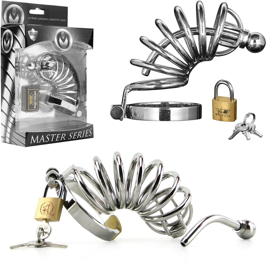 Cage de chasteté en acier Master Series Asylum 6