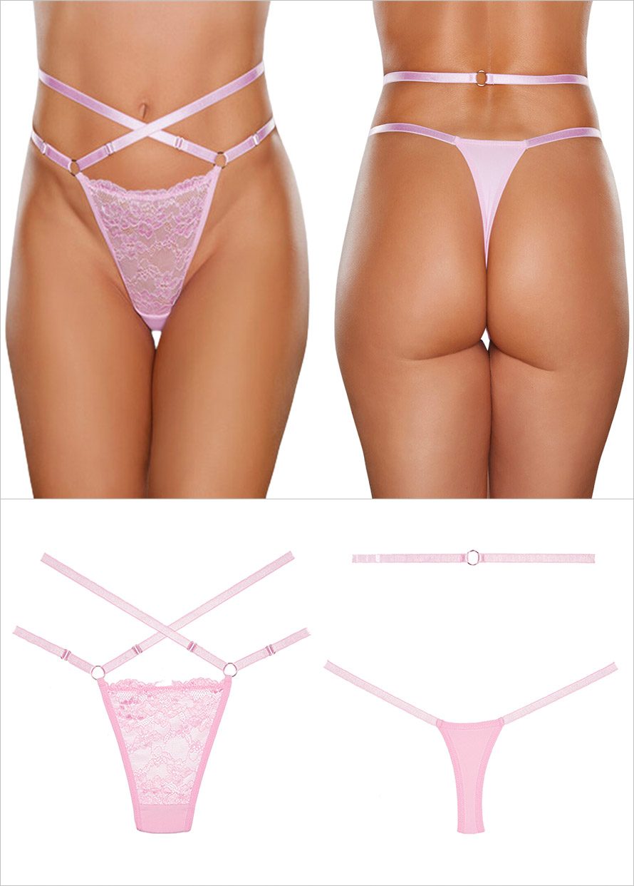Adore by Allure Cherished | String sensuel en dentelle florale rose