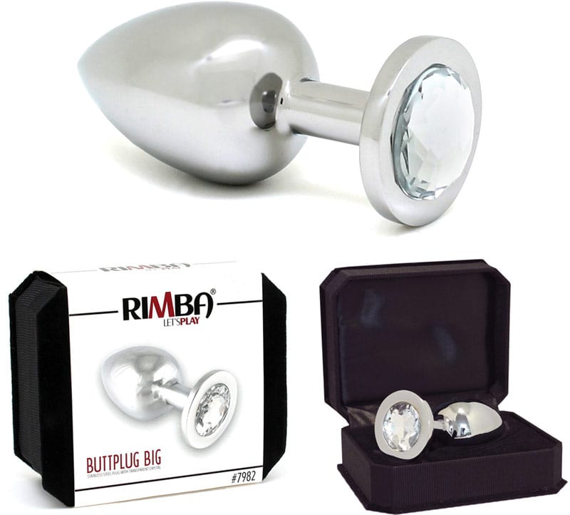 Edelstahl-Anal Plug mit Kristall - Transparent (L)
