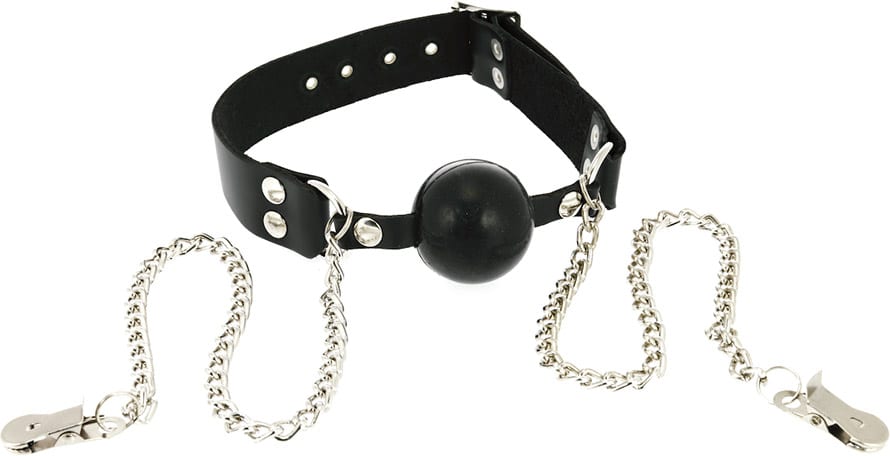 Rimba Ballknebel mit Nippelklemmen