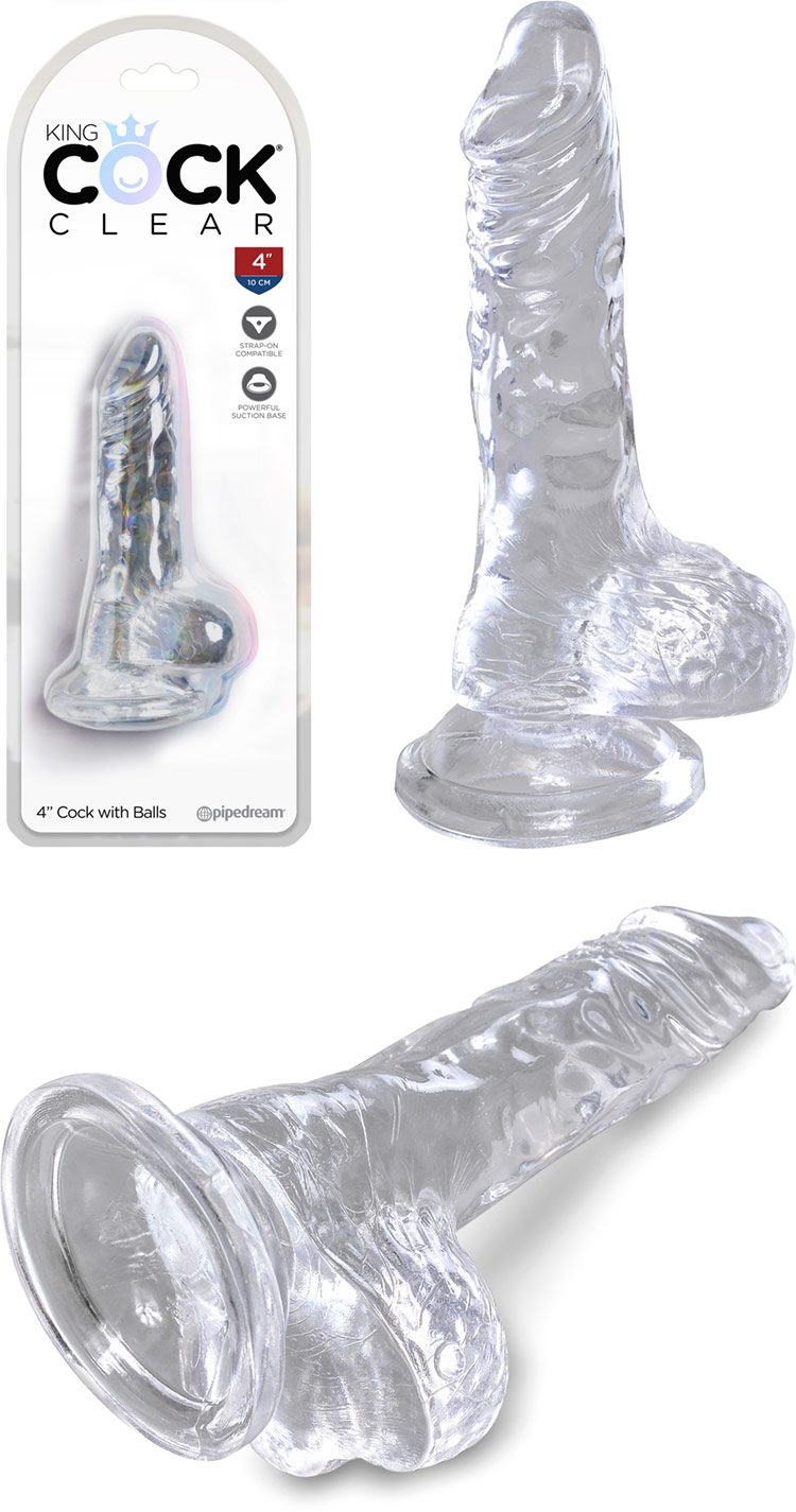 King Cock Clear | Gode réaliste transparent avec testicules | 9 cm