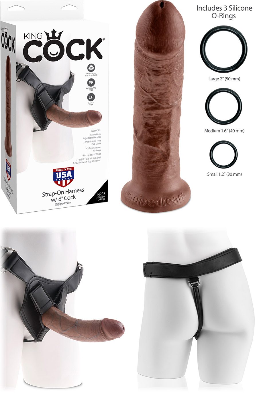 Gode ceinture réaliste Pipedream King Cock couleur brun - 19 cm